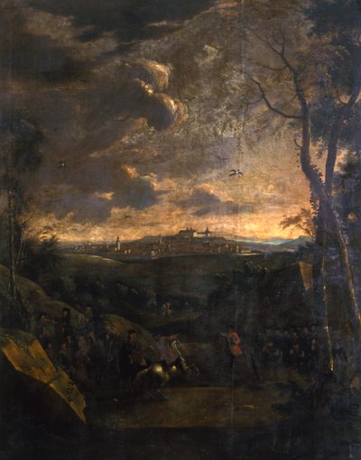 Cavaleiro antes de uma vista do Castelo de Gotha e Friedenstein, 1751-1800 de German School