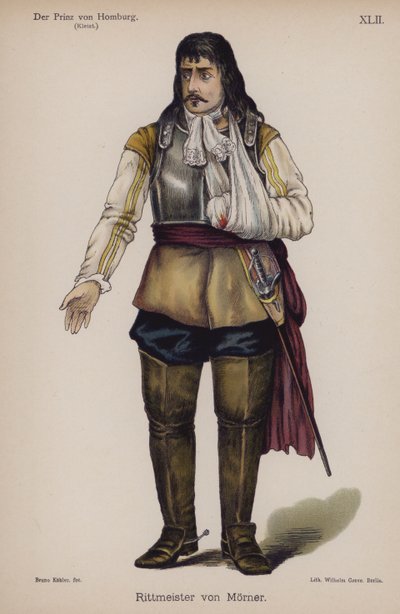 Rittmeister von Moerner, de Der Prinz von Homburg (O Príncipe de Homburg) por Heinrich von Kleist (cor litho) de German School