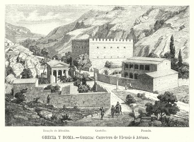 Estrada de Eleusis para Atenas, Grécia (litho) de German School