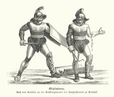 gladiadores romanos (gravura) de German School