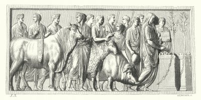 Procissão romana com animais do sacrifício (gravura) de German School