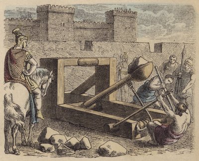 Catapulta do cerco romano (gravura colorida) de German School
