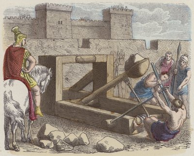 Catapulta do cerco romano (gravura colorida) de German School