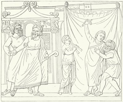 Cena de teatro romana, possivelmente de Andria, uma peça de Terence (gravura) de German School