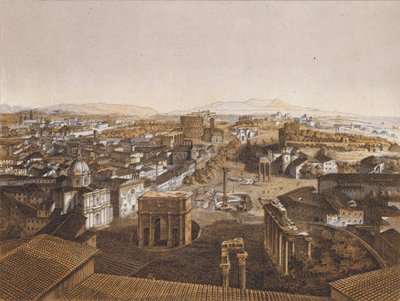 Roma vista do Monte Capitolino (litografia a cores) de German School