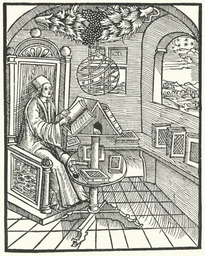 Interior da sala com um estudioso no trabalho, c1500 de German School