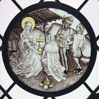 Roundel com Adoração dos Reis Magos de German School