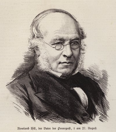 Rowland Hill, reformador britânico do serviço postal e inventor do selo postal (gravura) de German School