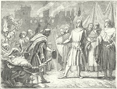 Rudolf de Habsburg, o recém-eleito Rei da Alemanha, saudado pelo povo de Basileia de German School