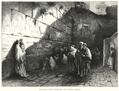 Ruínas do Templo de Jerusalém (litho) de German School