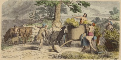 Vida rural na Grécia Antiga (gravura colorida) de German School