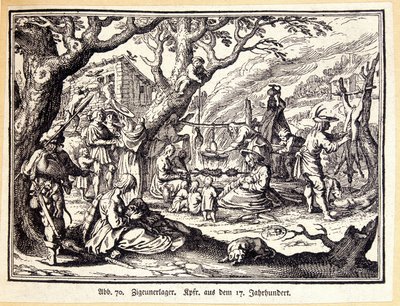 Pessoas do meio rural na Idade Média. Gravura alemã do século XVIII. Anônimo. Bibl. das Artes Deco. de German School