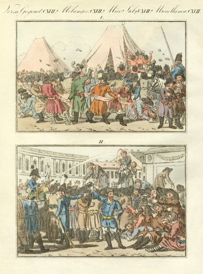 Festas étnicas russas (gravura a cores) de German School