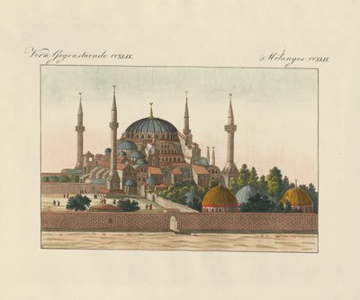 Catedral de Saint-Sophia em Constantinopla (gravura a cores) de German School
