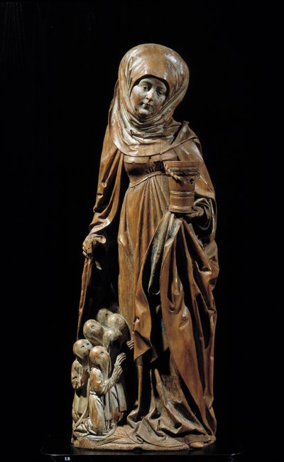 Santa Marta e os penitentes Escultura em madeira policromada de German School