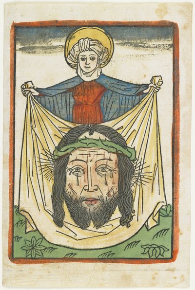 Santa Verônica com o Sudário, c.1475 (xilogravura colorida à mão) de German School