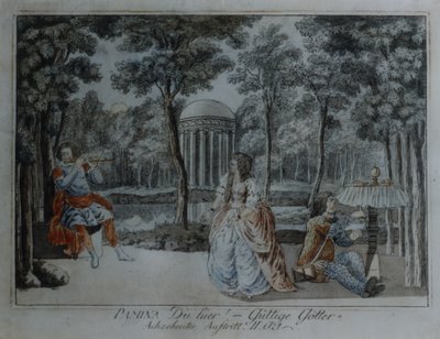 Cena da Flauta Mágica de Wolfgang Amadeus Mozart (caneta e tinta e wc sobre papel) de German School