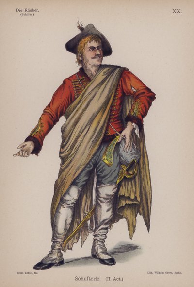 Schufterle, de Die Rauber (Os Ladrões), de Friedrich Schiller (cor litho) de German School