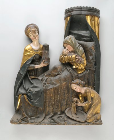 Grupo esculpido da Virgem e Criança e Santa Ana (carvalho) de German School