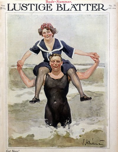 Banho de mar: um casal nas ondas - em "Lustige Bl¿tter", n.d. de German School