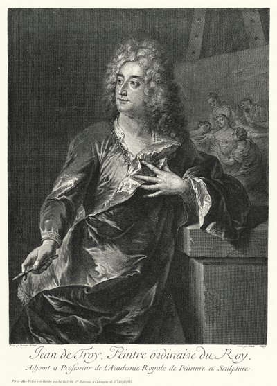 Auto-retrato do artista francês Jean Francois de Troy (gravura) de German School