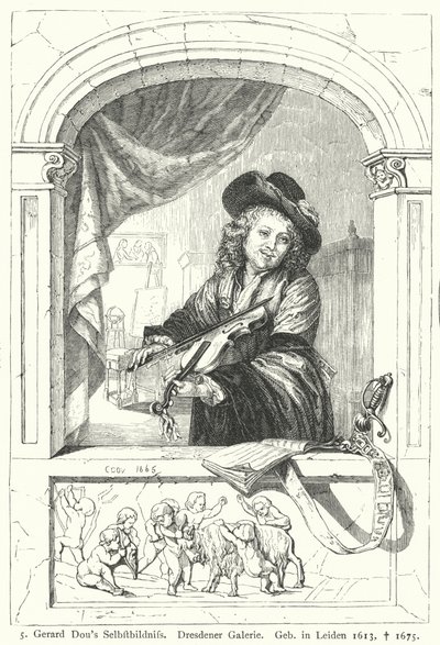 Auto-retrato do pintor holandês da Idade de Ouro Gerrit Dou de German School