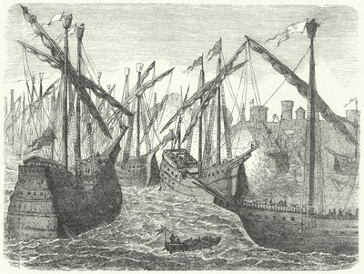 Navios da Liga Hanseática ao largo de Copenhaga de German School