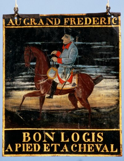 Poste de sinalização com Frederico, o Grande a cavalo para a Pousada Le Cadiot, final do século XVIII (metal pintado) de German School