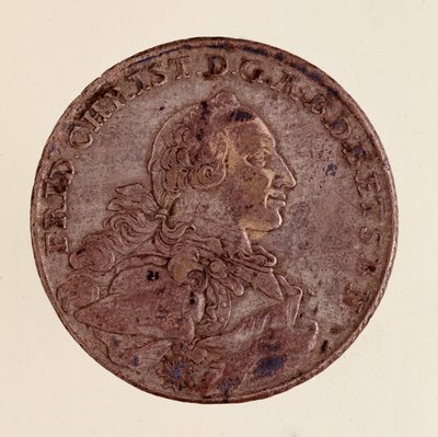 Tálico de prata (Taler) de Frederick Christian, Marquês de Brandenburg-Bayreuth (Frederic V Christian de Brandenburg-Bayreuth (Brandenburg Bayreuth) (1708-1769) 1766 Diam. 4 cm Nápoles, museo archeologico de German School