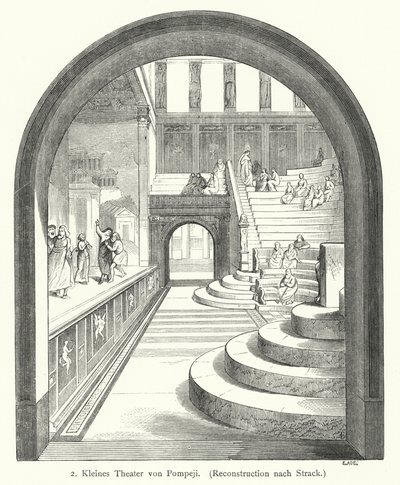 Pequeno teatro de Pompéia, Roma Antiga (gravura) de German School