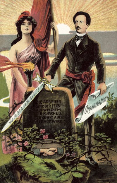 Cartão socialista da propaganda de German School