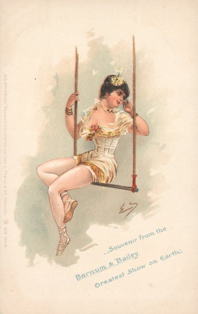 Lembrança do Barnum & Bailey Greatest Show on Earth (litografia a cores) de German School