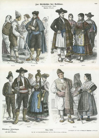 Trajes regionais espanhóis, século XIX de German School