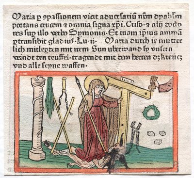 Espelho de contenção humana: A Virgem Maria Superando um Diabo, 1400 de German School
