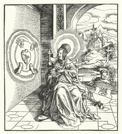 Santo Amalberga de Maubeuge (gravura) de German School