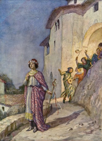 São Francisco e a sua Senhora Pobreza (litografia a cores) de German School