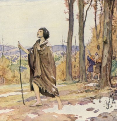 São Francisco a caminho de Gubbio (litografia a cores) de German School