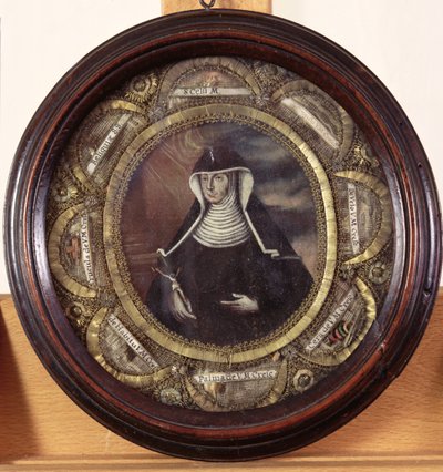 Santa Maria Crescentia Hoess (1682-1744) cercada por relíquias do santo de German School