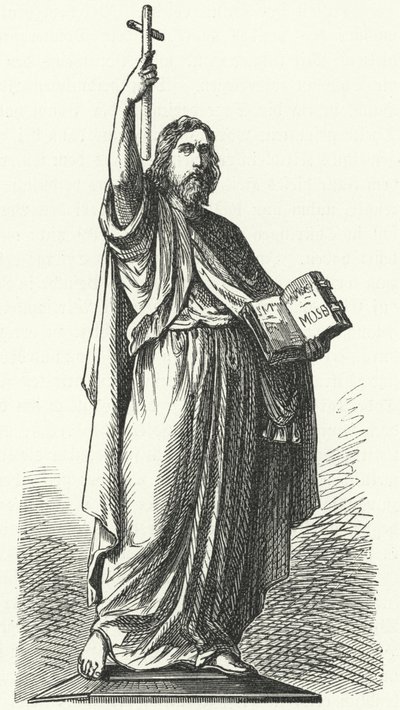 Estátua de São Bonifácio (c675-754), missionário anglo-saxão para as partes germânicas do Império Franco, em Fulda (gravura) de German School