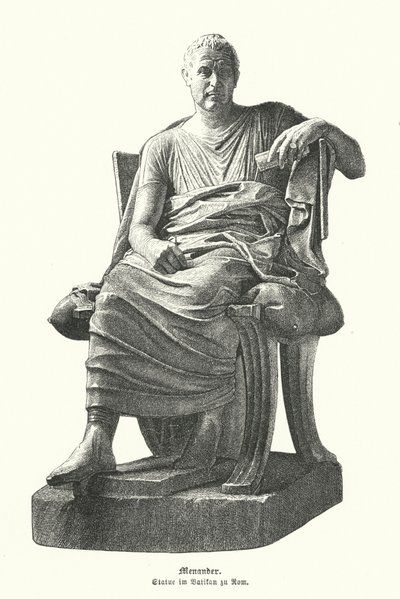 Estátua do dramaturgo grego Menander (gravura) de German School