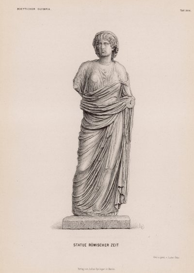 Estátua do período romano de Olímpia, Grécia (gravura) de German School