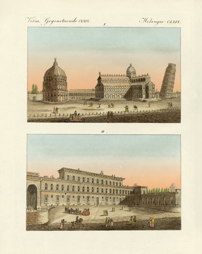 Estranhos edifícios em Itália (gravura colorida) de German School