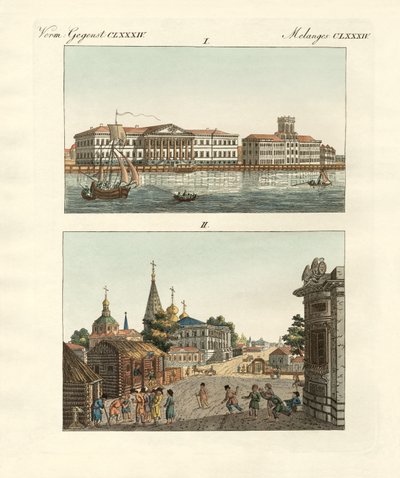 Objectos estranhos da Rússia (gravura a cores) de German School