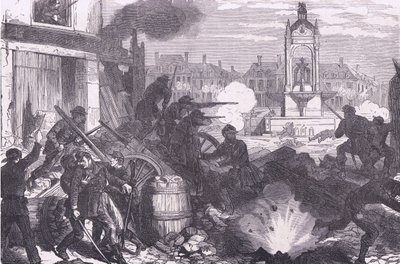 Luta de rua em Chateaudun, Cassells History of the War between France and Germany publicado por Cassell and Company Limited, c.1890 (litho) de German School
