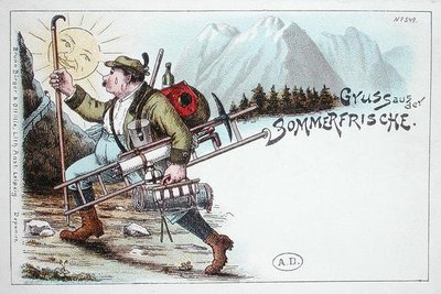 Postal de férias de Verão, final do século XIX ou início do século XX (cor litho) de German School