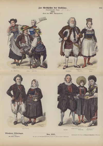 Traje suíço, final do século XVIII (gravura colorida) de German School