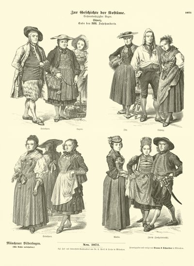 Fatos suíços, finais do século XVIII (gravura) de German School