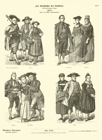 Trajes suíços, final do século XVIII de German School