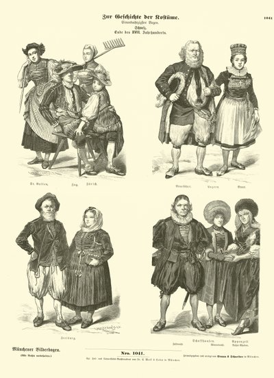 Trajes suíços, final do século XVIII de German School