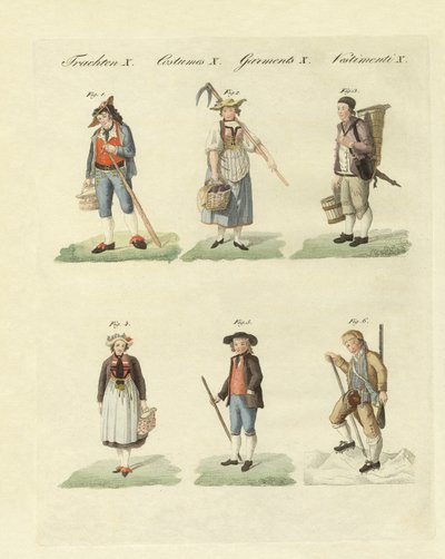 Vestidos suíços (gravação a cores) de German School